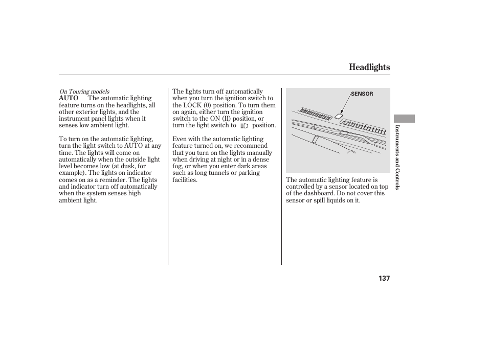 Headlights | HONDA 2008 Odyssey User Manual | Page 143 / 526