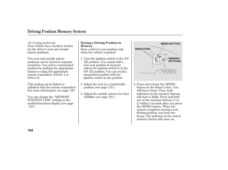 HONDA 2008 Odyssey User Manual | Page 190 / 526