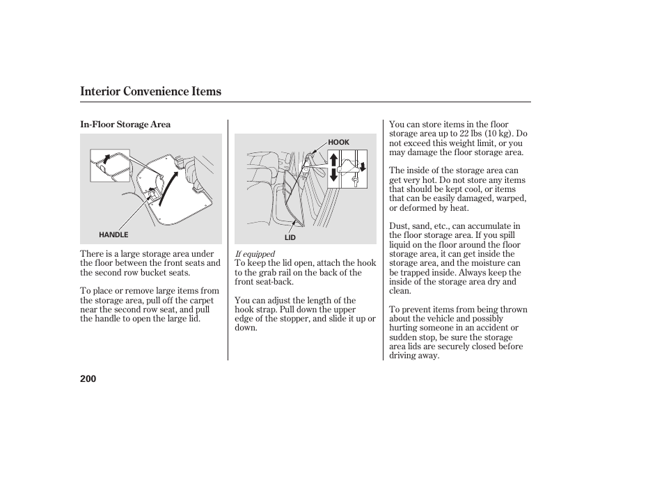 Interior convenience items | HONDA 2008 Odyssey User Manual | Page 206 / 526