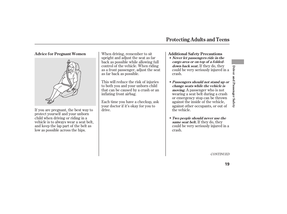 Protecting adults and teens | HONDA 2008 Odyssey User Manual | Page 25 / 526