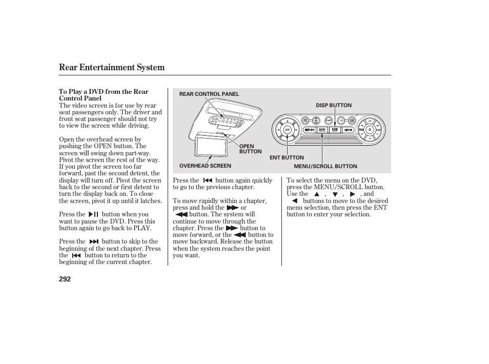 Rear entertainment system | HONDA 2008 Odyssey User Manual | Page 298 / 526