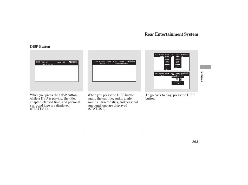 Rear entertainment system | HONDA 2008 Odyssey User Manual | Page 299 / 526