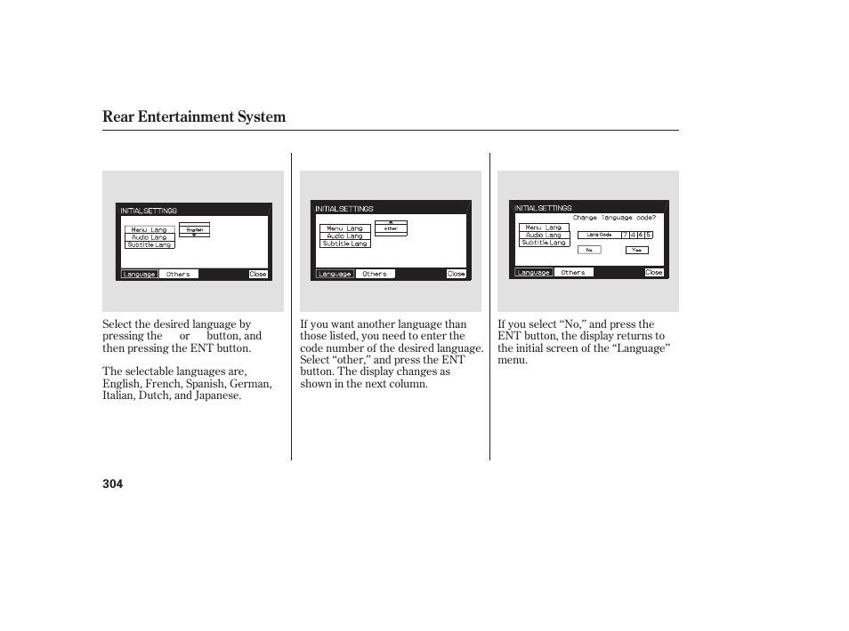 Rear entertainment system | HONDA 2008 Odyssey User Manual | Page 310 / 526