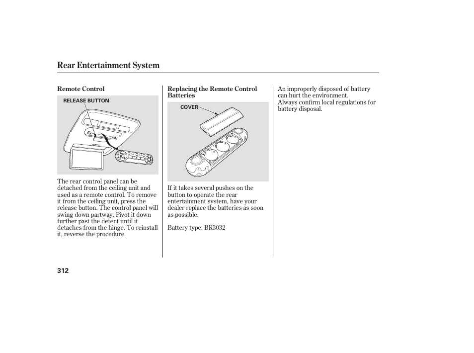 Rear entertainment system | HONDA 2008 Odyssey User Manual | Page 318 / 526