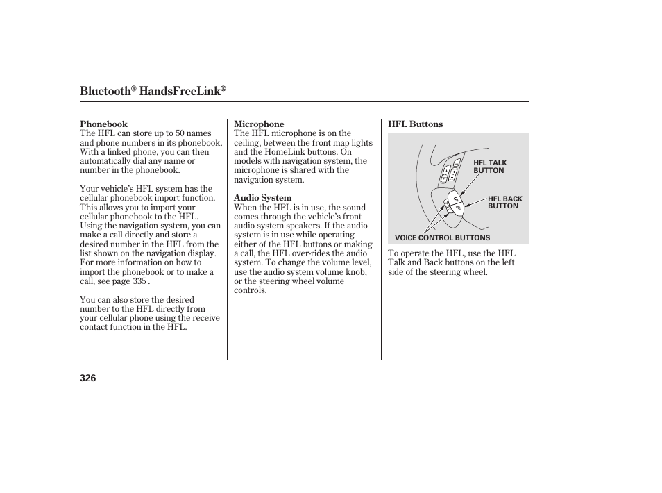 Bluetooth handsfreelink | HONDA 2008 Odyssey User Manual | Page 332 / 526