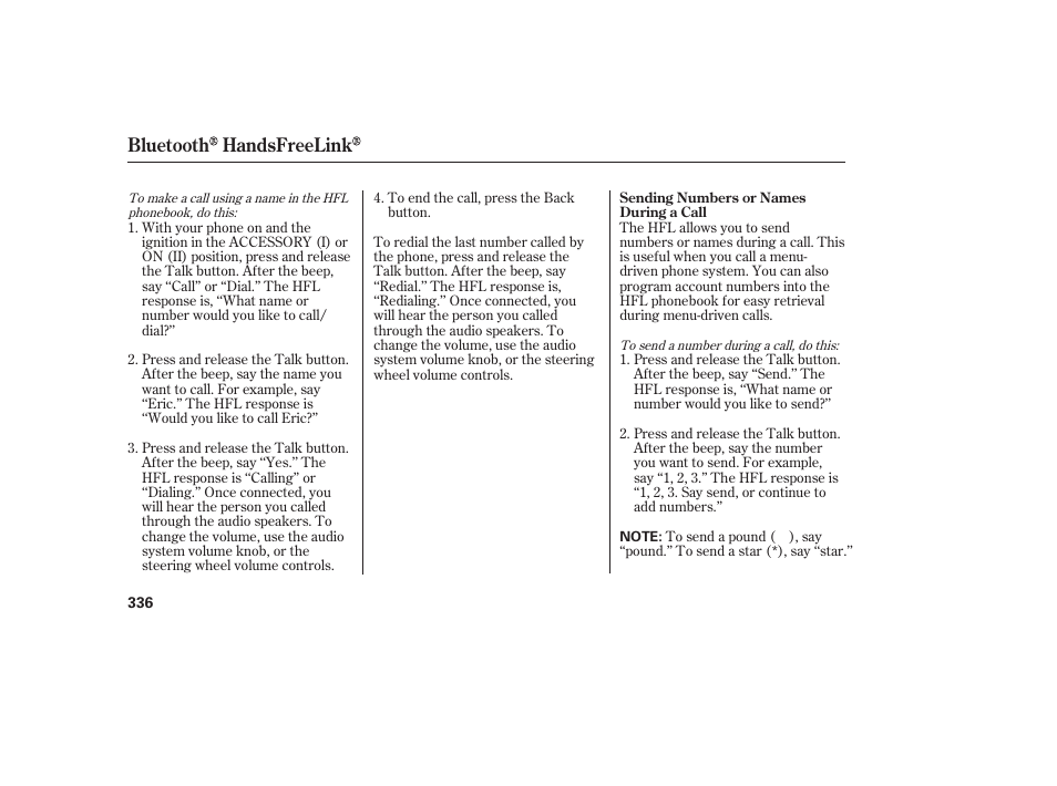 Bluetooth handsfreelink | HONDA 2008 Odyssey User Manual | Page 342 / 526