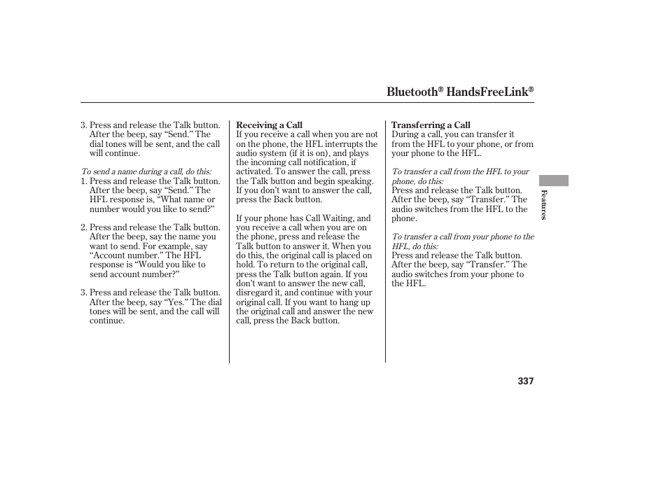 Bluetooth handsfreelink | HONDA 2008 Odyssey User Manual | Page 343 / 526