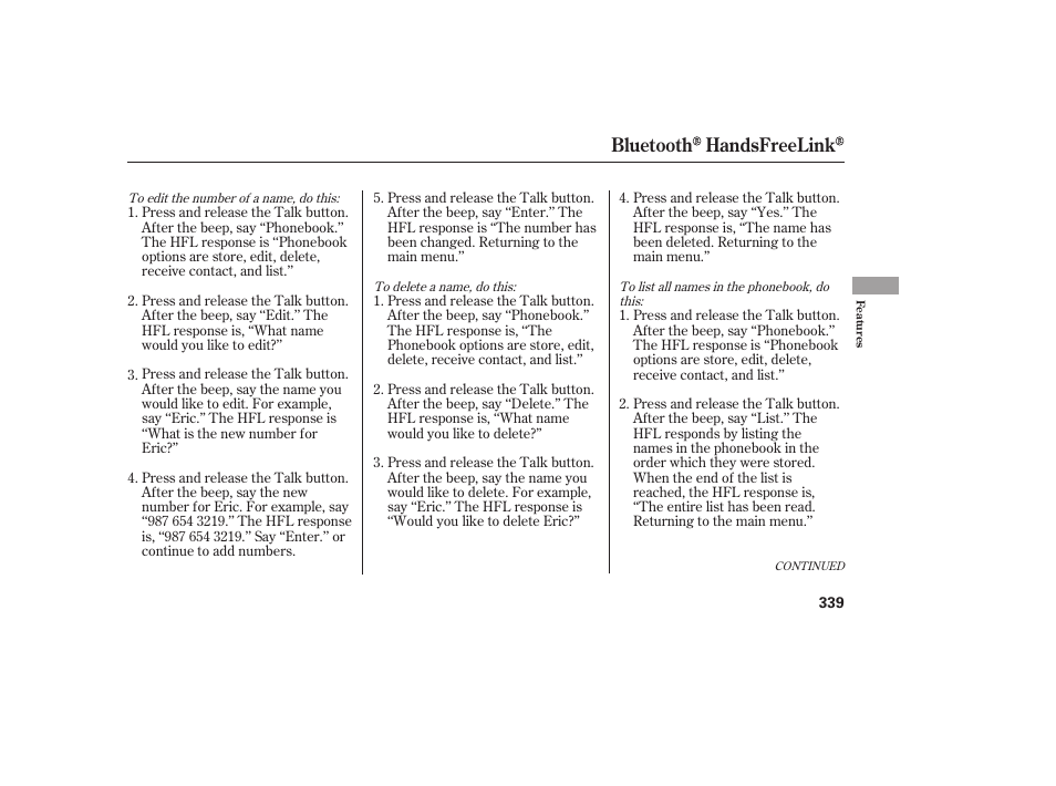 Bluetooth handsfreelink | HONDA 2008 Odyssey User Manual | Page 345 / 526