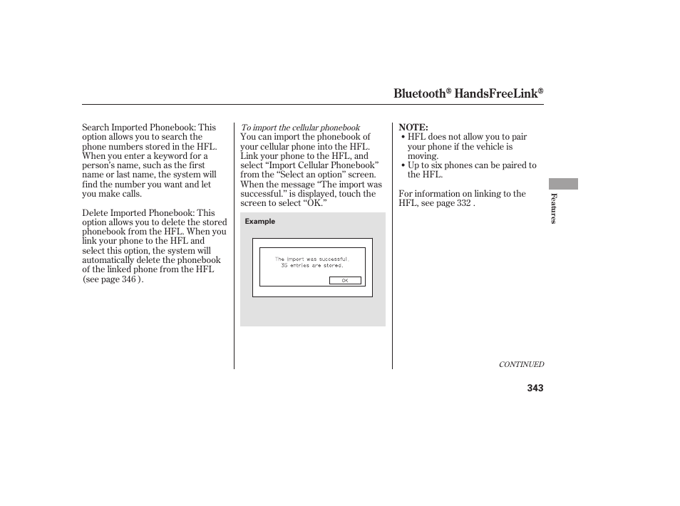 Bluetooth handsfreelink | HONDA 2008 Odyssey User Manual | Page 349 / 526