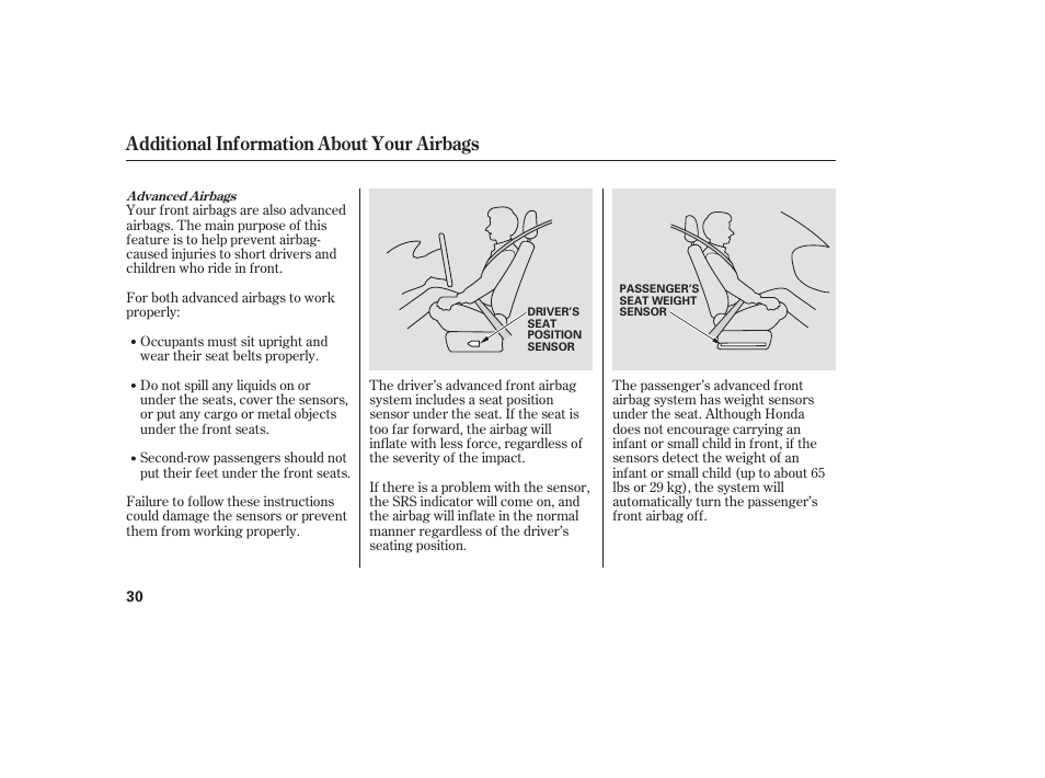 Additional information about your airbags | HONDA 2008 Odyssey User Manual | Page 36 / 526