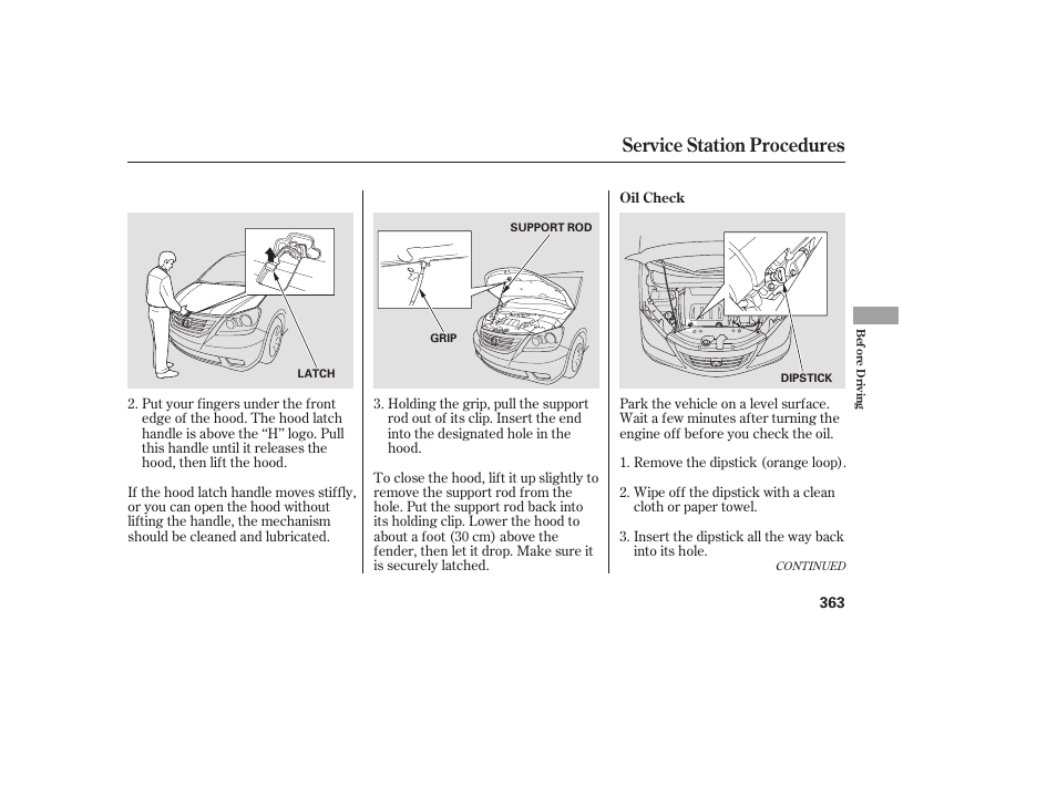 Service station procedures | HONDA 2008 Odyssey User Manual | Page 369 / 526