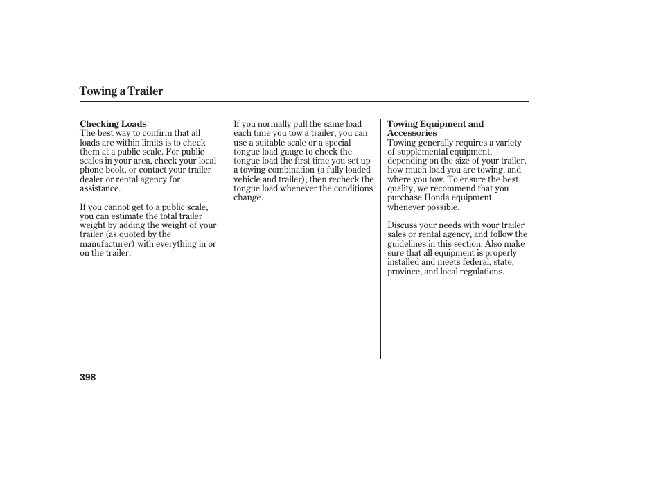 Towing a trailer | HONDA 2008 Odyssey User Manual | Page 404 / 526