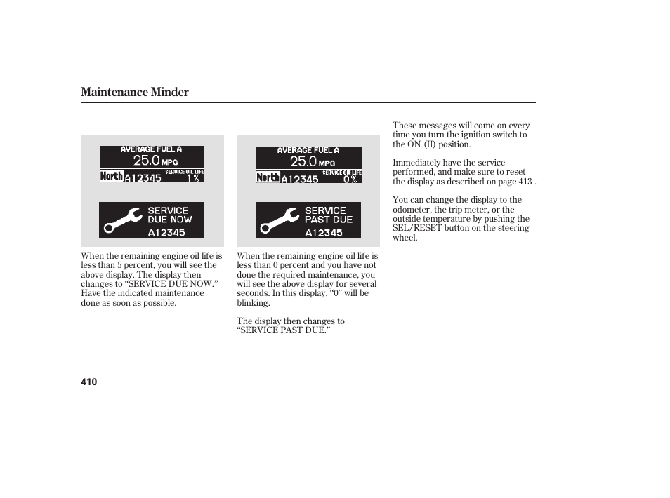 Maintenance minder | HONDA 2008 Odyssey User Manual | Page 416 / 526