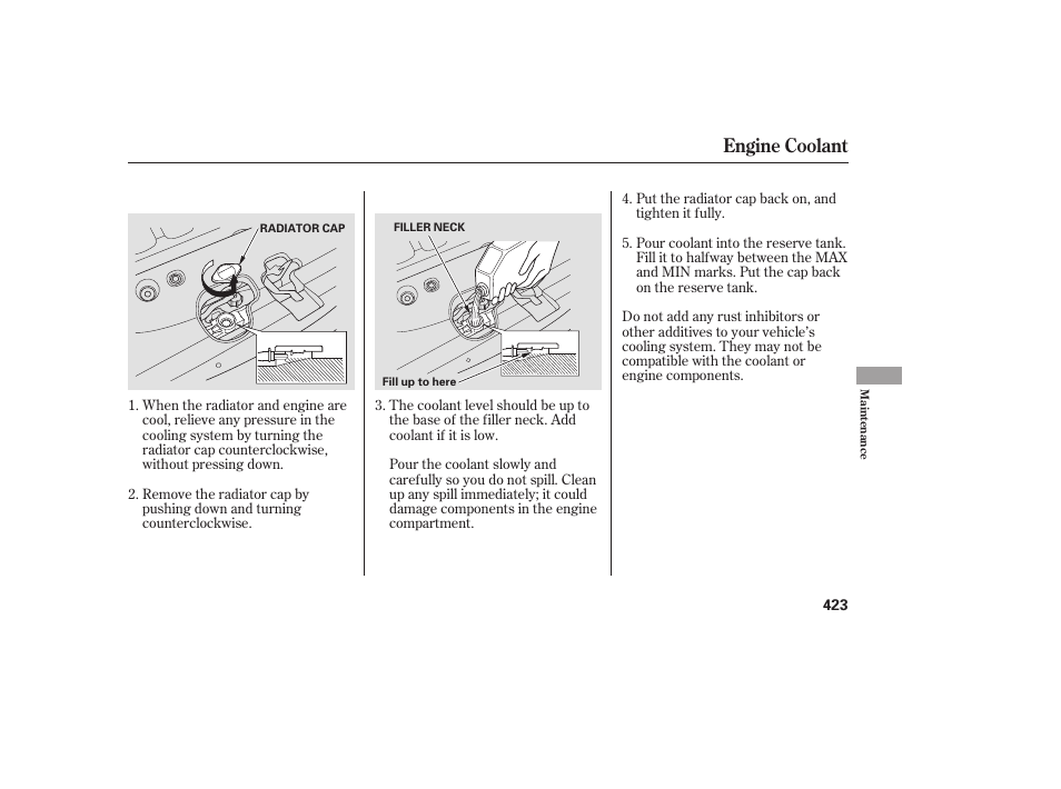 Engine coolant | HONDA 2008 Odyssey User Manual | Page 429 / 526