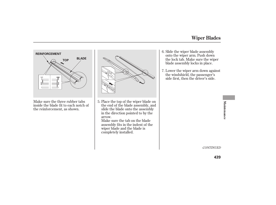 Wiper blades | HONDA 2008 Odyssey User Manual | Page 445 / 526