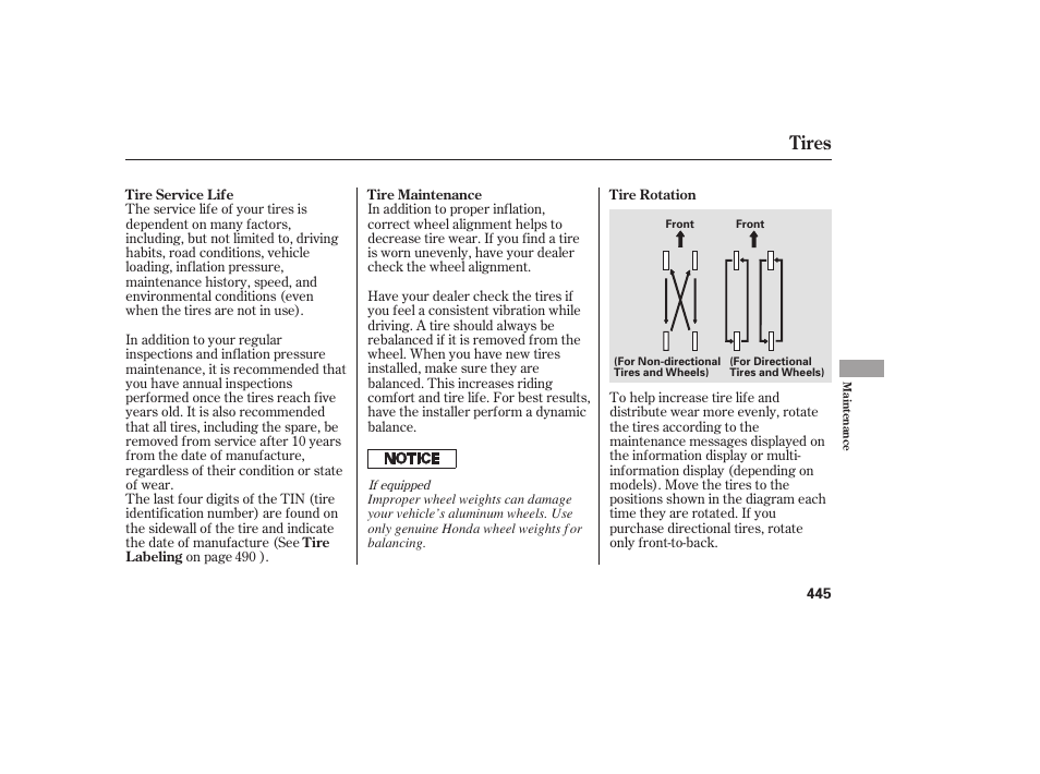 Tires | HONDA 2008 Odyssey User Manual | Page 451 / 526