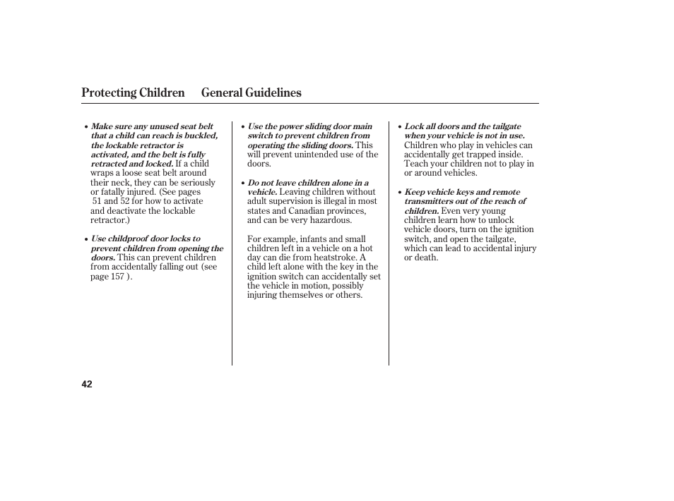 Protecting children general guidelines | HONDA 2008 Odyssey User Manual | Page 48 / 526