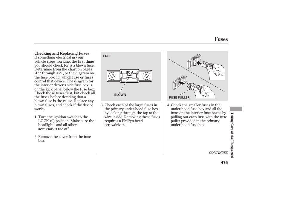 Fuses | HONDA 2008 Odyssey User Manual | Page 481 / 526