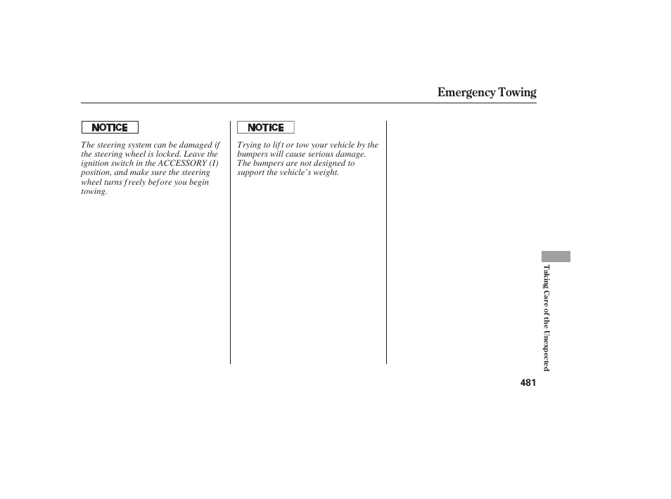 Emergency towing | HONDA 2008 Odyssey User Manual | Page 487 / 526