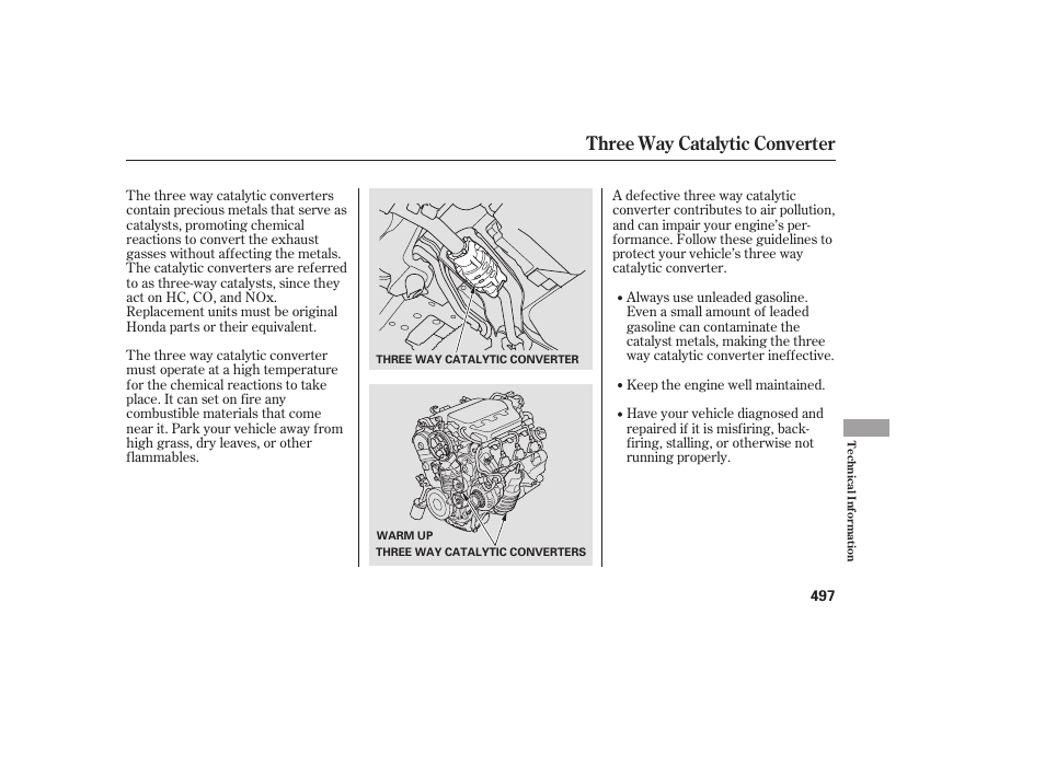 Three way catalytic converter | HONDA 2008 Odyssey User Manual | Page 503 / 526