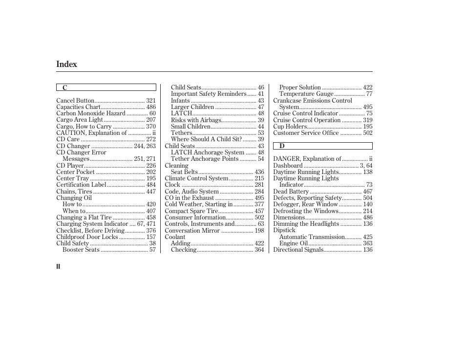 Index | HONDA 2008 Odyssey User Manual | Page 514 / 526