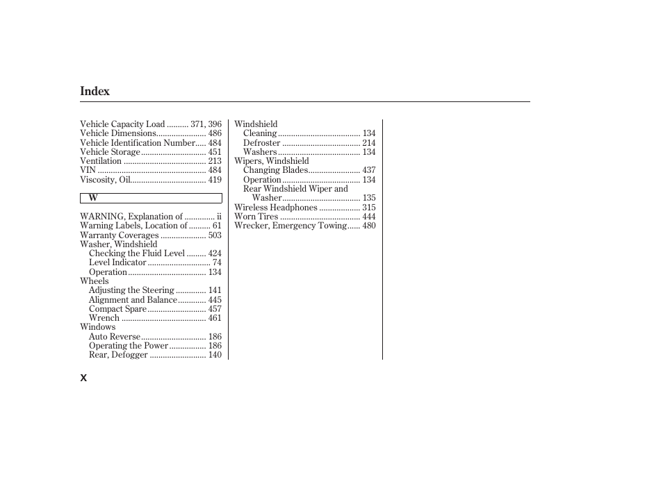 Index | HONDA 2008 Odyssey User Manual | Page 522 / 526