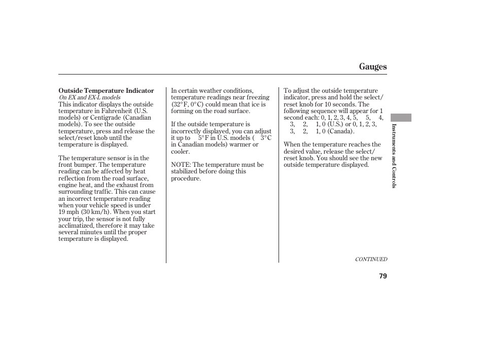 Gauges | HONDA 2008 Odyssey User Manual | Page 85 / 526