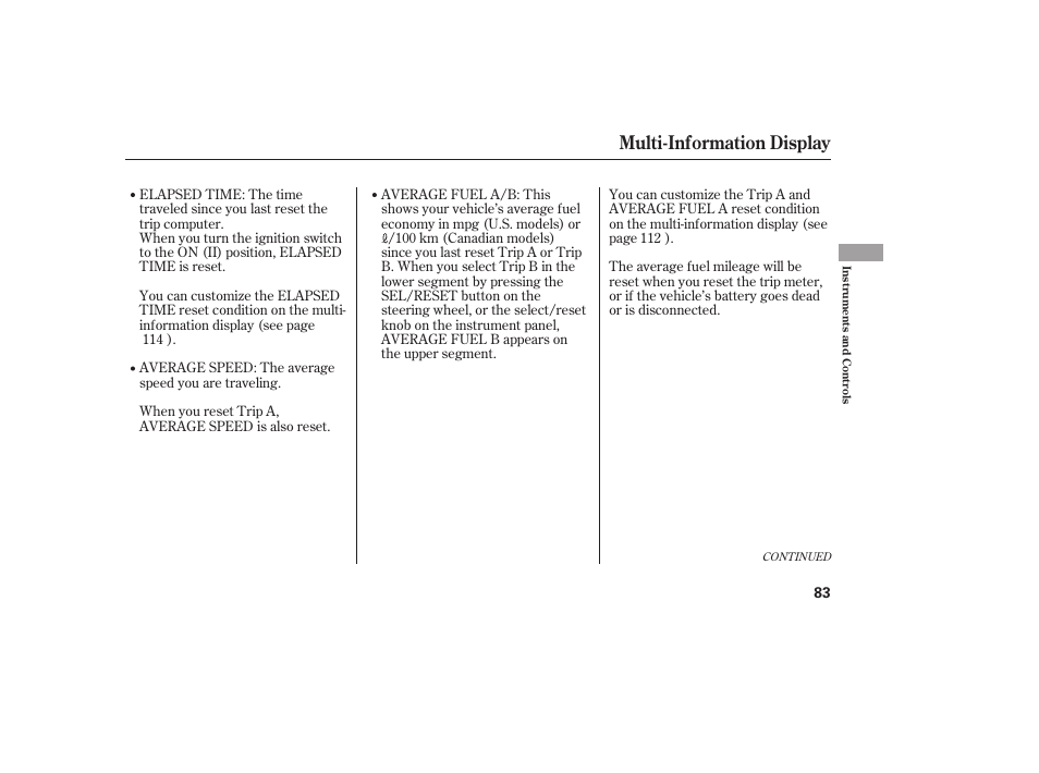 Multi-information display | HONDA 2008 Odyssey User Manual | Page 89 / 526