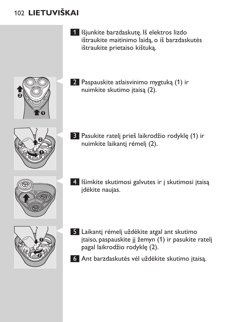 Laikymas, Pakeitimas, Lietuviškai | Philips HQ 6990 User Manual | Page 102 / 206