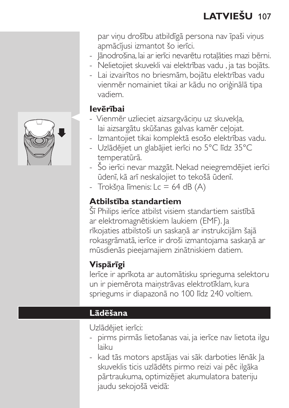 Briesmas, Brīdinājums, Latviešu | Ievads, Vispārējs apraksts (zīm. 1), Svarīgi | Philips HQ 6990 User Manual | Page 107 / 206
