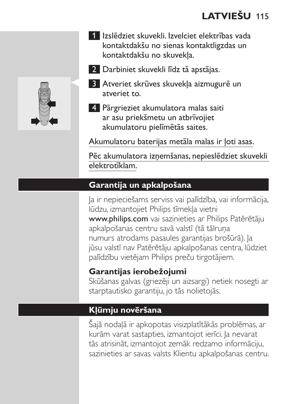 Aksesuāri | Philips HQ 6990 User Manual | Page 115 / 206