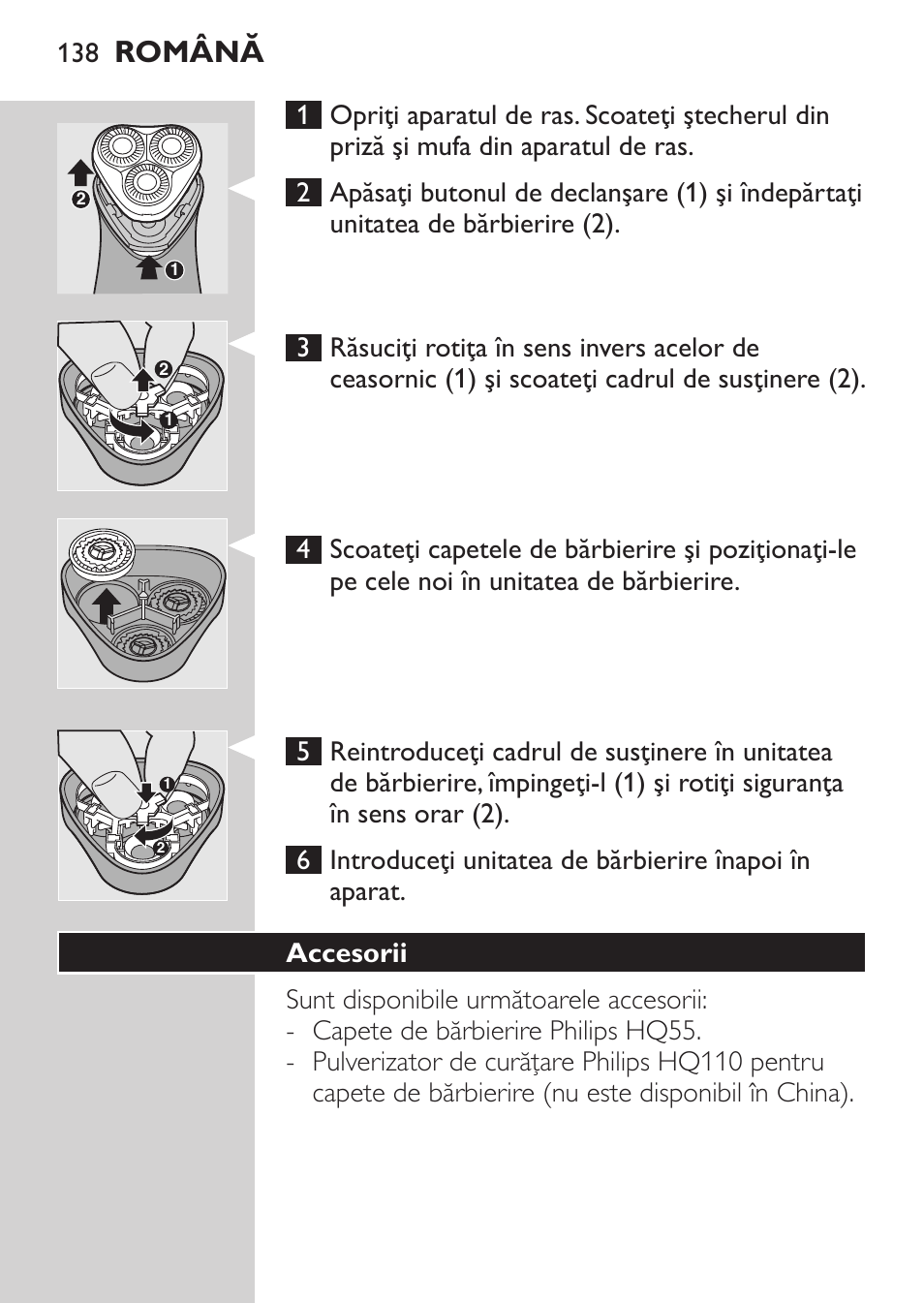 Accesorii, Română | Philips HQ 6990 User Manual | Page 138 / 206