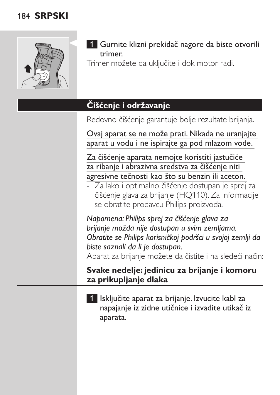 Čišćenje i održavanje | Philips HQ 6990 User Manual | Page 184 / 206
