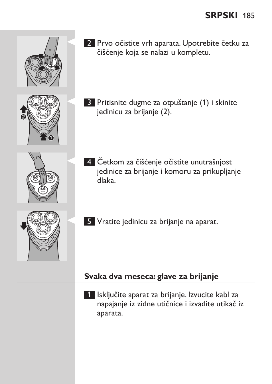 Svaka dva meseca: glave za brijanje, Srpski | Philips HQ 6990 User Manual | Page 185 / 206