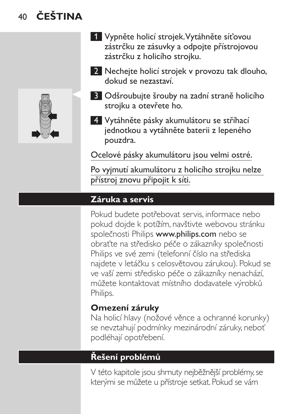 Příslušenství | Philips HQ 6990 User Manual | Page 40 / 206