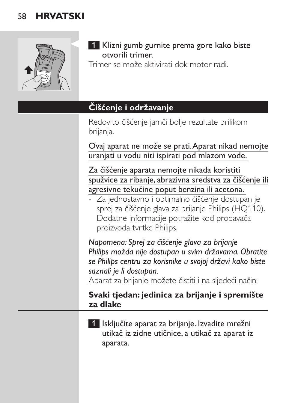 Čišćenje i održavanje | Philips HQ 6990 User Manual | Page 58 / 206