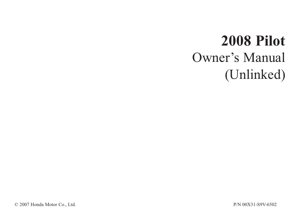 HONDA 00X31-S9V-6502 User Manual | 330 pages