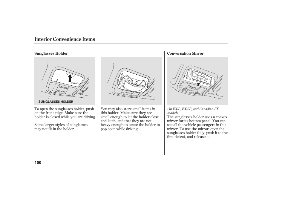 Interior convenience items | HONDA 00X31-S9V-6502 User Manual | Page 106 / 330