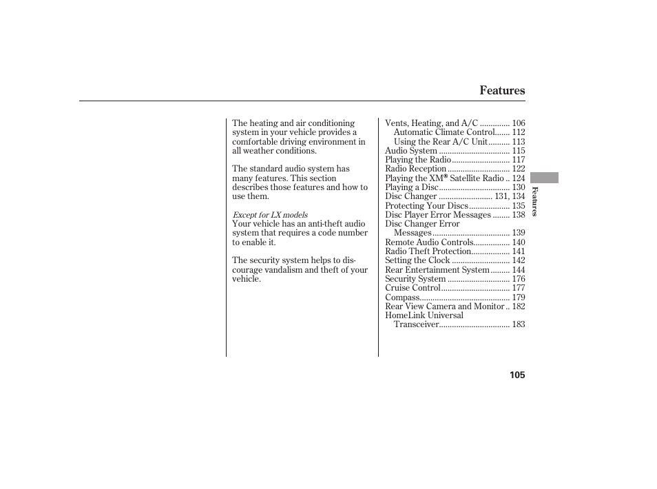 Features | HONDA 00X31-S9V-6502 User Manual | Page 111 / 330