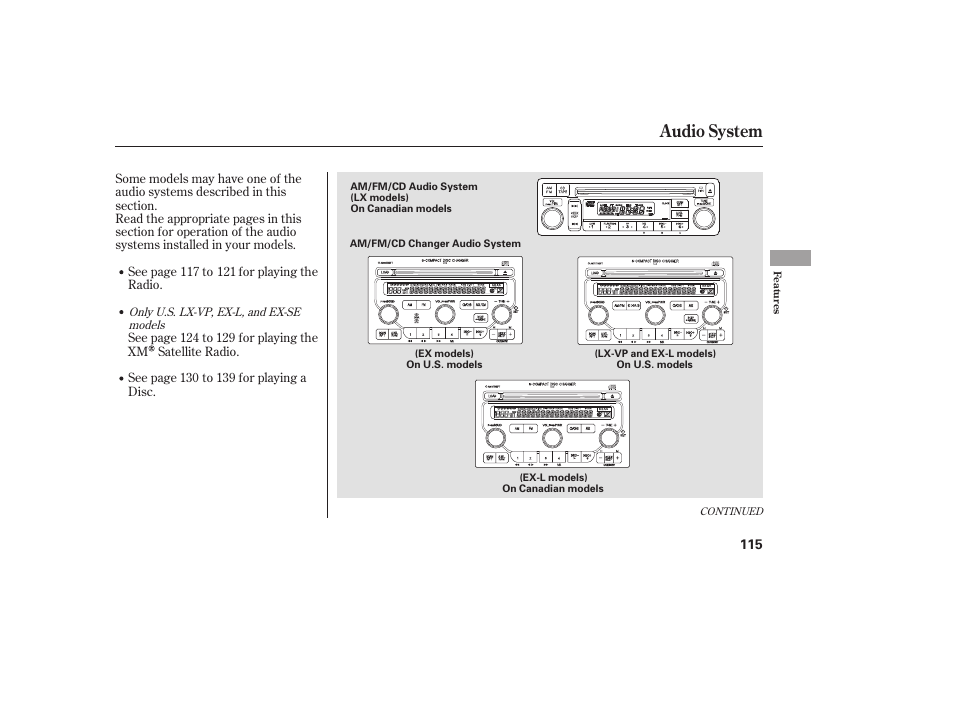 Audio system | HONDA 00X31-S9V-6502 User Manual | Page 121 / 330