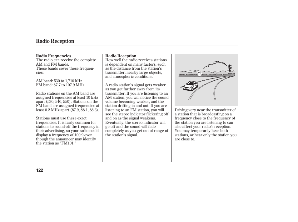 Radio reception | HONDA 00X31-S9V-6502 User Manual | Page 128 / 330