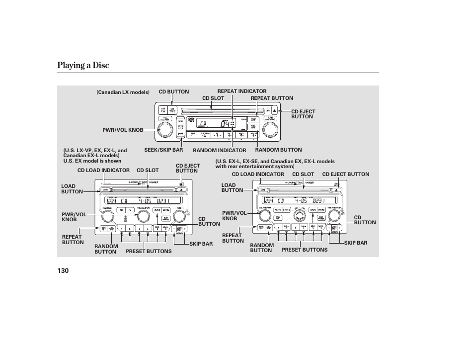 Playing a disc | HONDA 00X31-S9V-6502 User Manual | Page 136 / 330