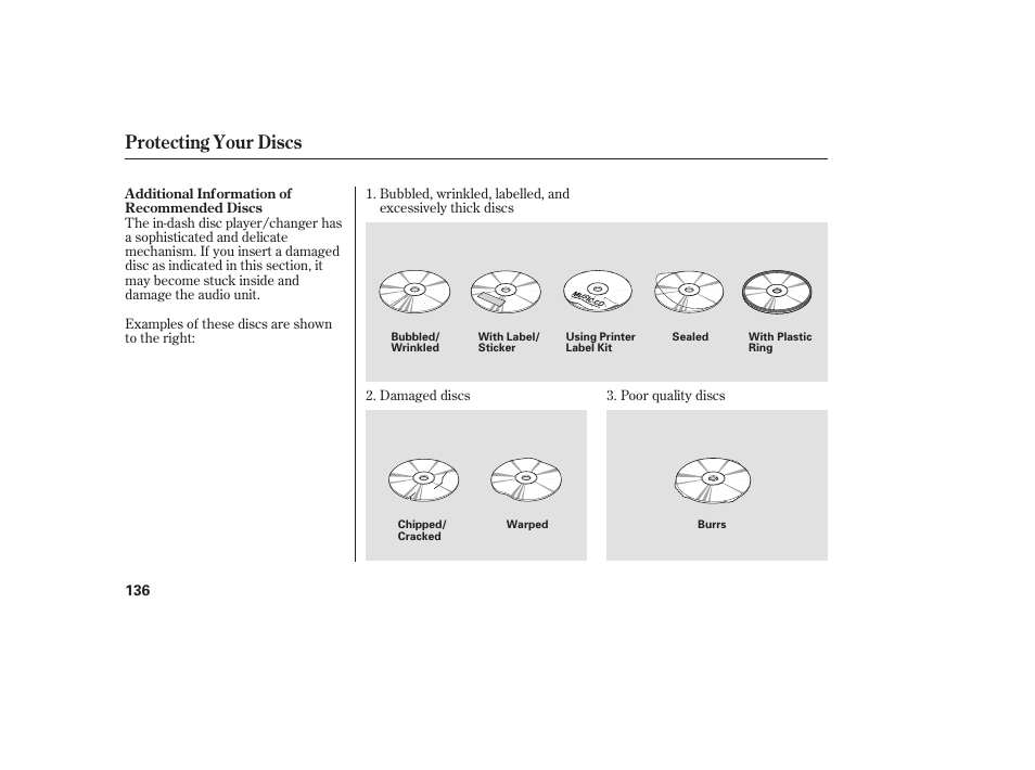 Protecting your discs | HONDA 00X31-S9V-6502 User Manual | Page 142 / 330