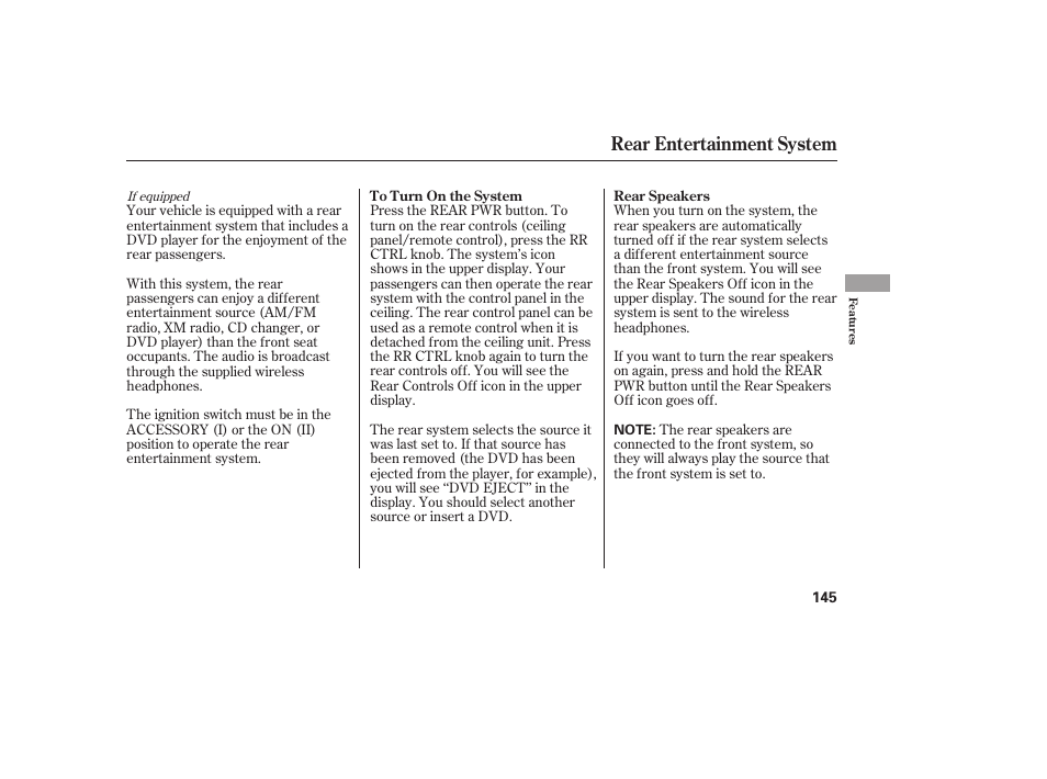 Rear entertainment system | HONDA 00X31-S9V-6502 User Manual | Page 151 / 330