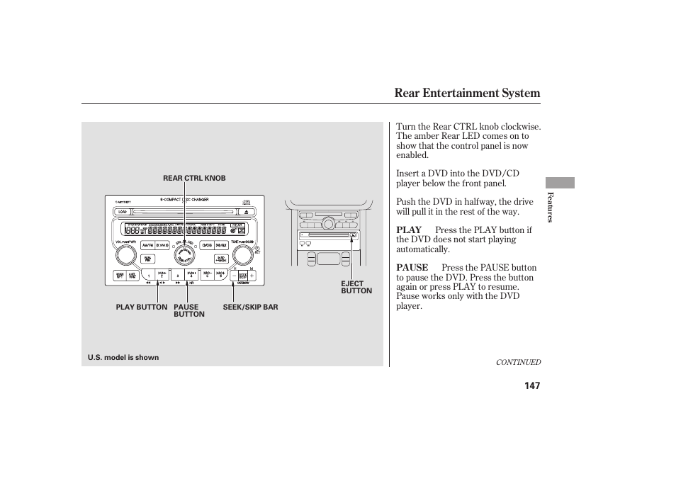 Rear entertainment system | HONDA 00X31-S9V-6502 User Manual | Page 153 / 330