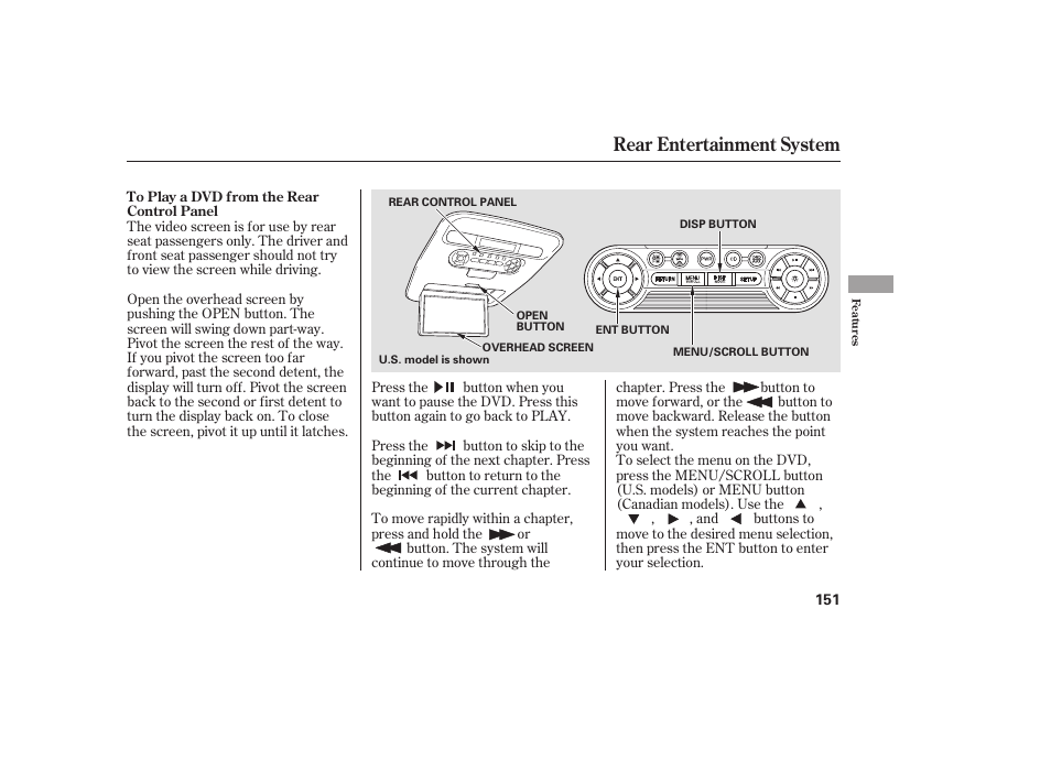 Rear entertainment system | HONDA 00X31-S9V-6502 User Manual | Page 157 / 330