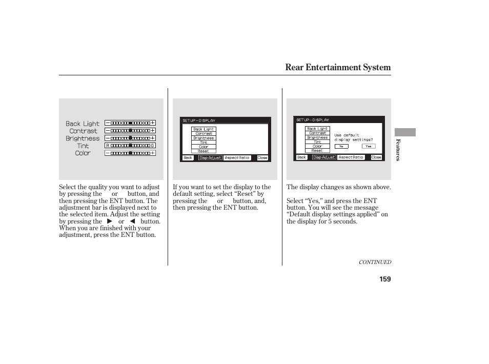 Rear entertainment system | HONDA 00X31-S9V-6502 User Manual | Page 165 / 330