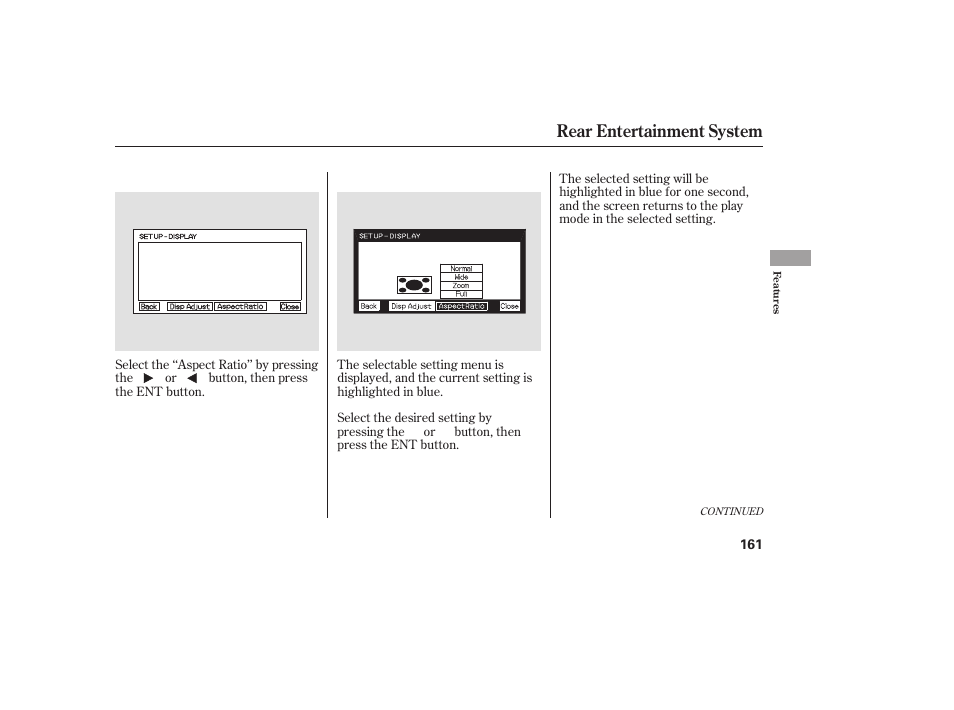 Rear entertainment system | HONDA 00X31-S9V-6502 User Manual | Page 167 / 330