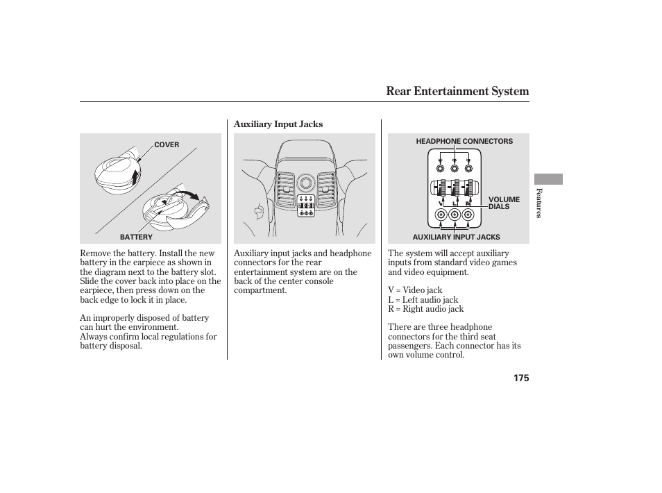 Rear entertainment system | HONDA 00X31-S9V-6502 User Manual | Page 181 / 330