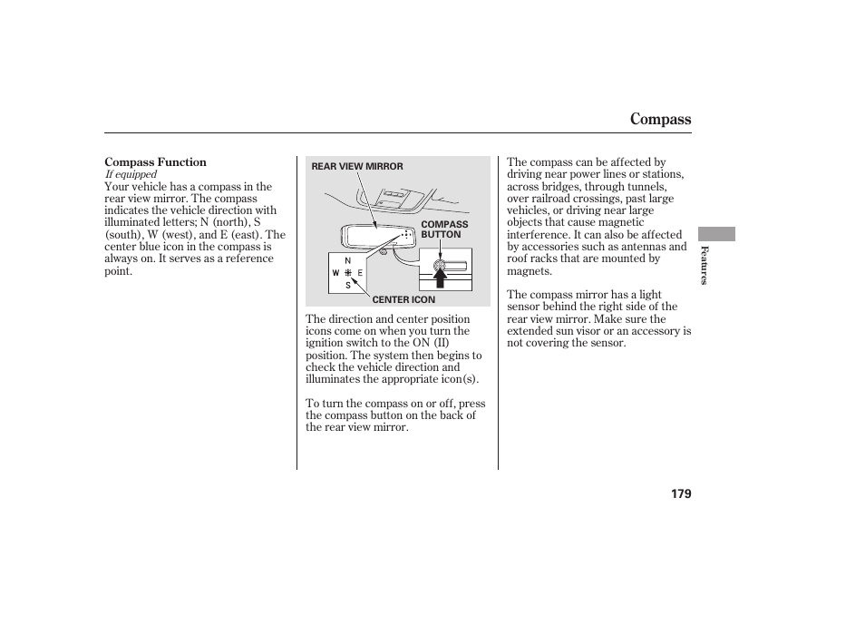 Compass | HONDA 00X31-S9V-6502 User Manual | Page 185 / 330